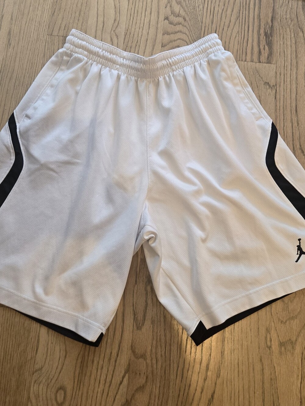 Jordan White Basketball Shorts with Black Accents